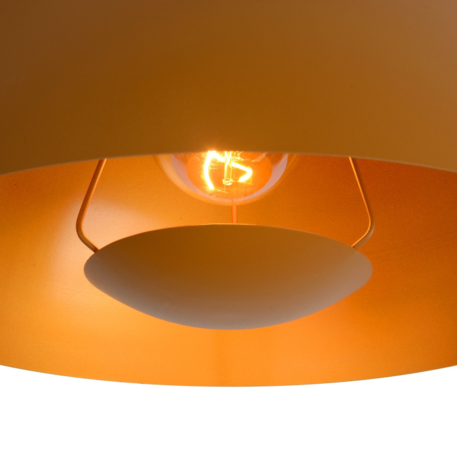 Hanglamp Siemon van staal, Ø 40 cm, okergeel