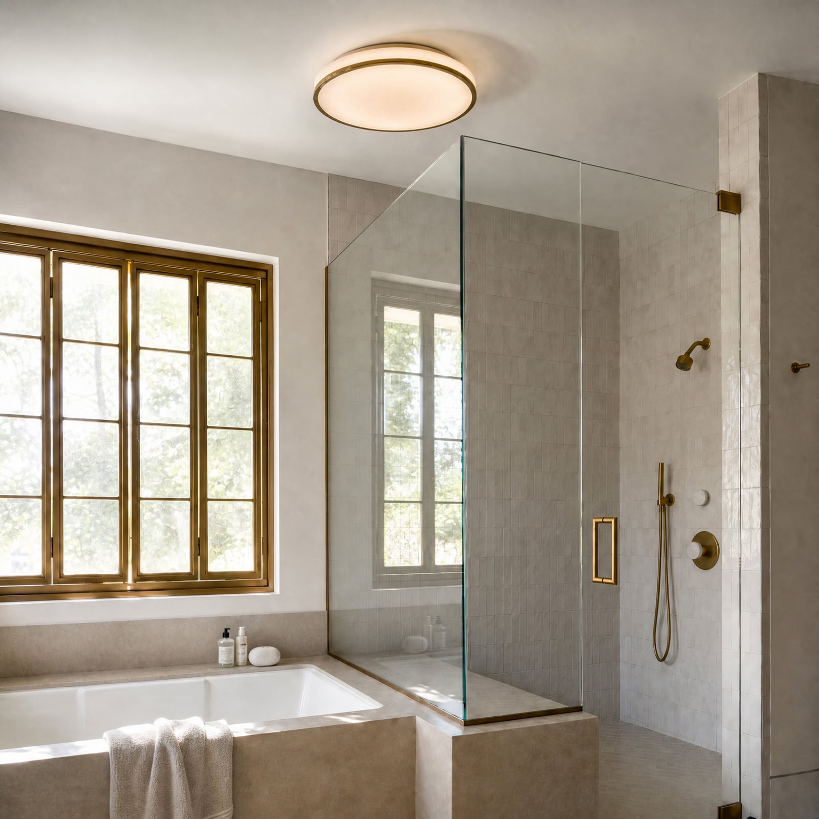 Lampa sufitowa LED Lindby Lyss, Ø 40 cm, kolor chrom, IP44