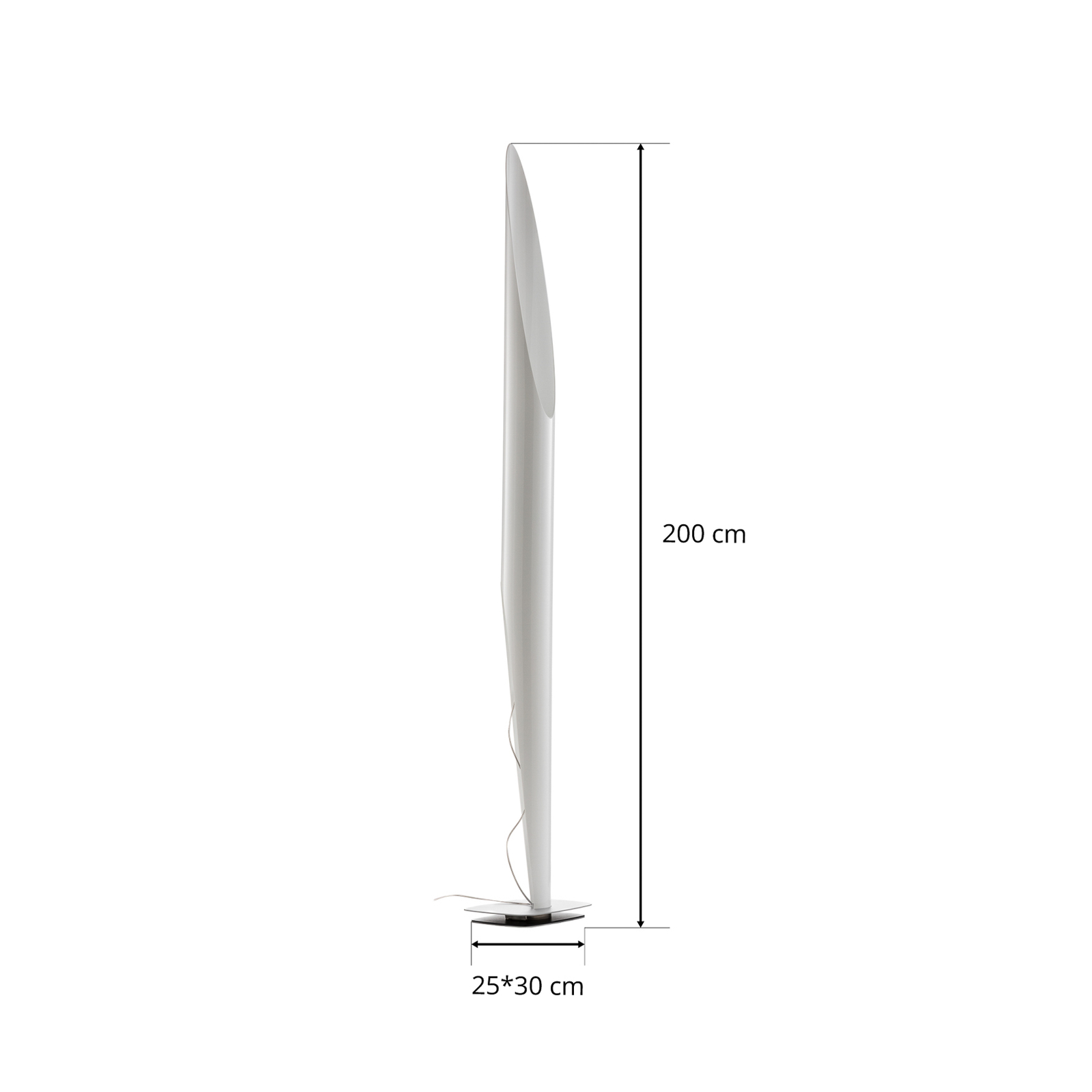 kdln Lampe sur pied Shakti, argent, blanc satiné, hauteur 200 cm