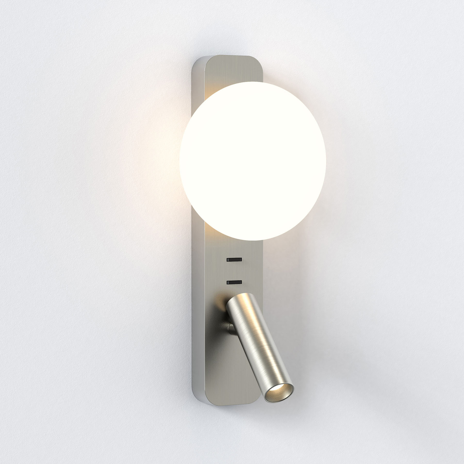 Astro Zeppo Reader wall lamp, reading light nickel, for Bedroom, aluminium, glass, G9, 3.5 W, energy efficiency: A++, W: 15 cm, H: 34 cm
