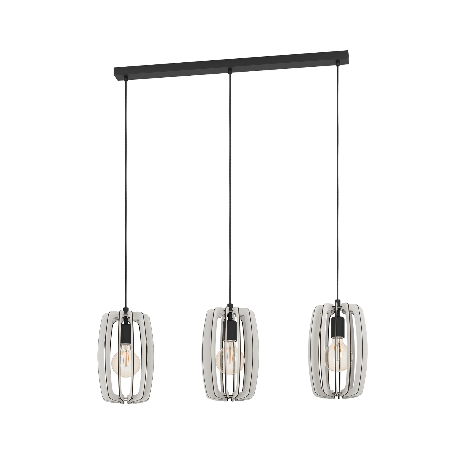 Závěsná lampa Bajazzara se třemi stínítky v pískové barvě