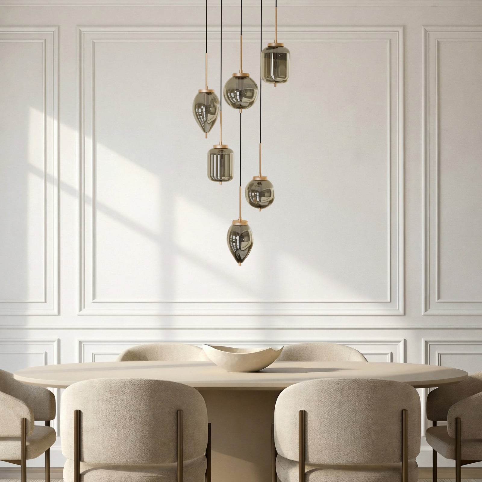 Suspension Elani, Ø 62 cm, verre, à 6 lampes - Lucande Suspension Elani, Ø 62 cm, verre, à 6 lampes - Lucande