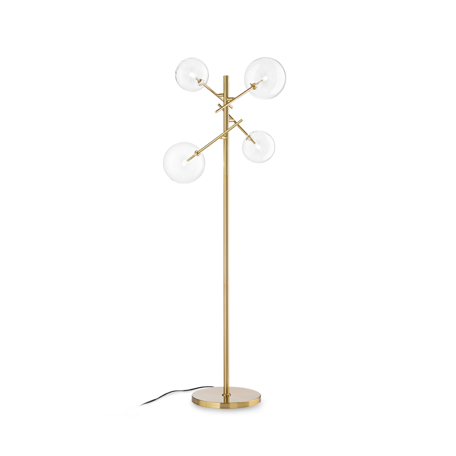 Candeeiro de pé IDEAL LUX Equinoxe, latão/transparente, altura 166 cm Candeeiro de pé IDEAL LUX Equinoxe, latão/transparente, altura 166 cm