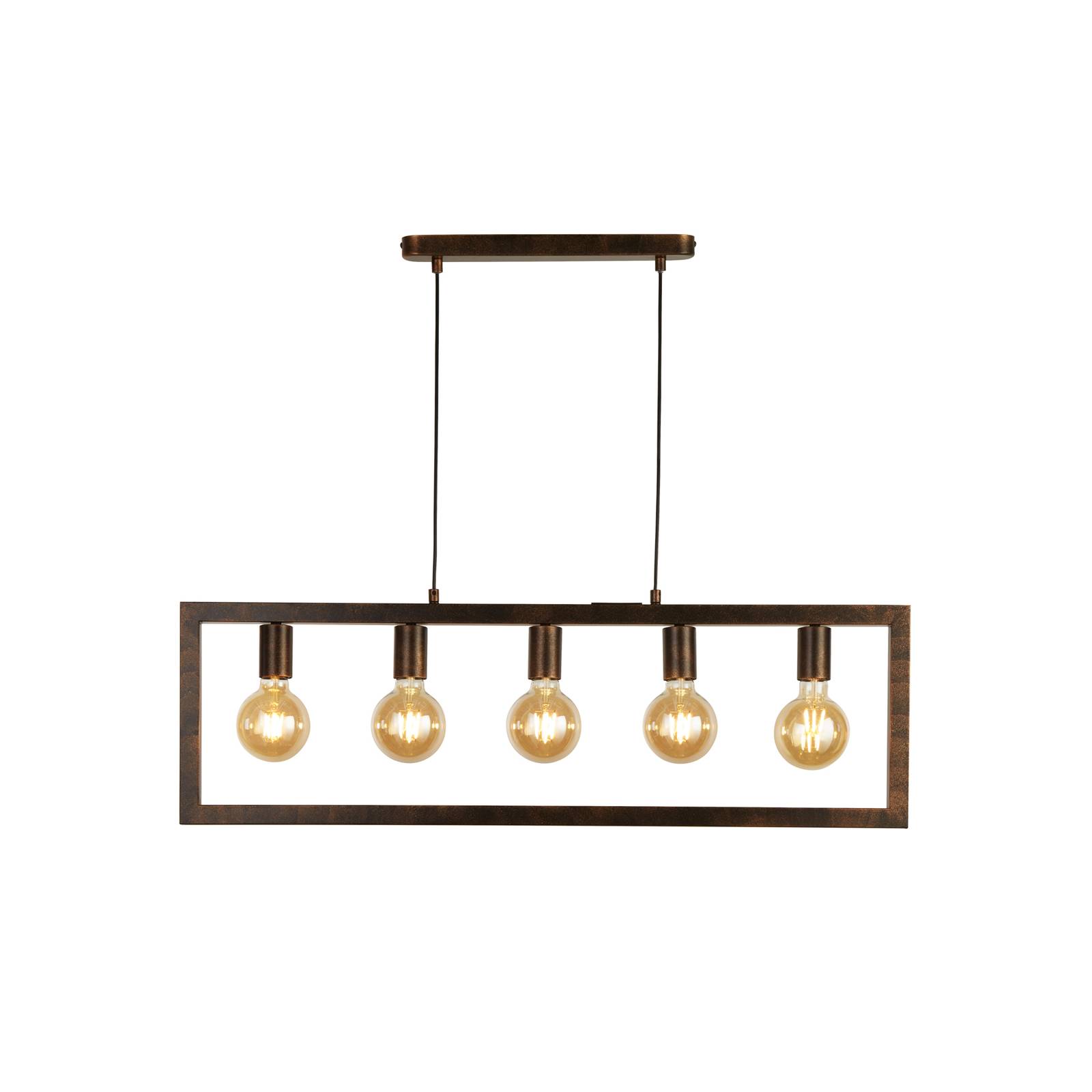 Suspension Rustic à 5 lampes brun rouille