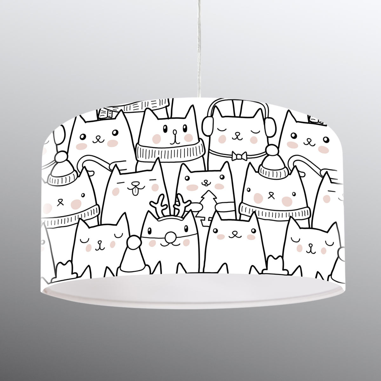 Maco Design Cats hanging light printed with a cat motif, for Children's Room, plastic, E27, 60 W, energy efficiency: A++, H: 20 cm