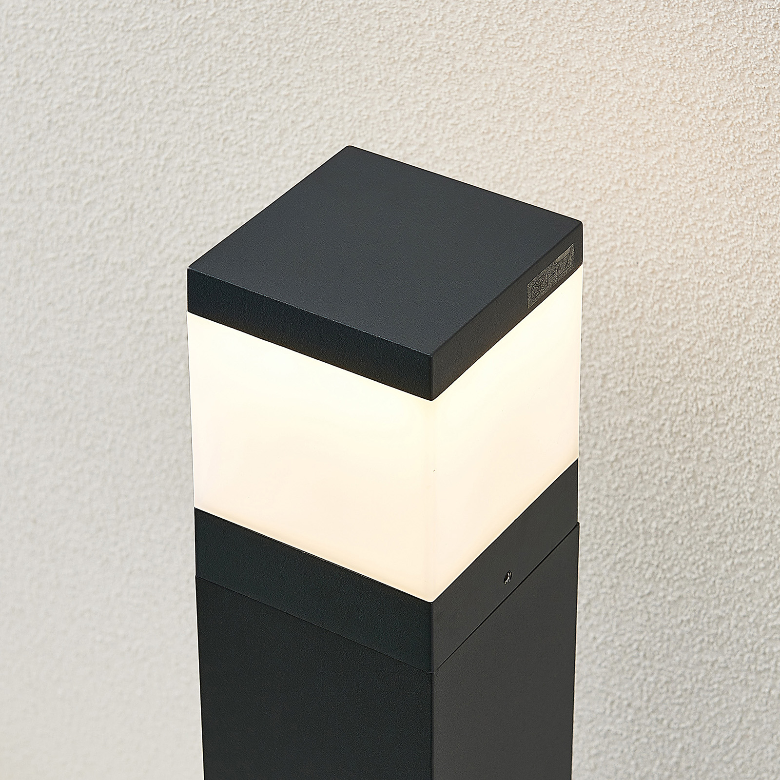 Borne lumineuse LED Litas, carré, gris foncé