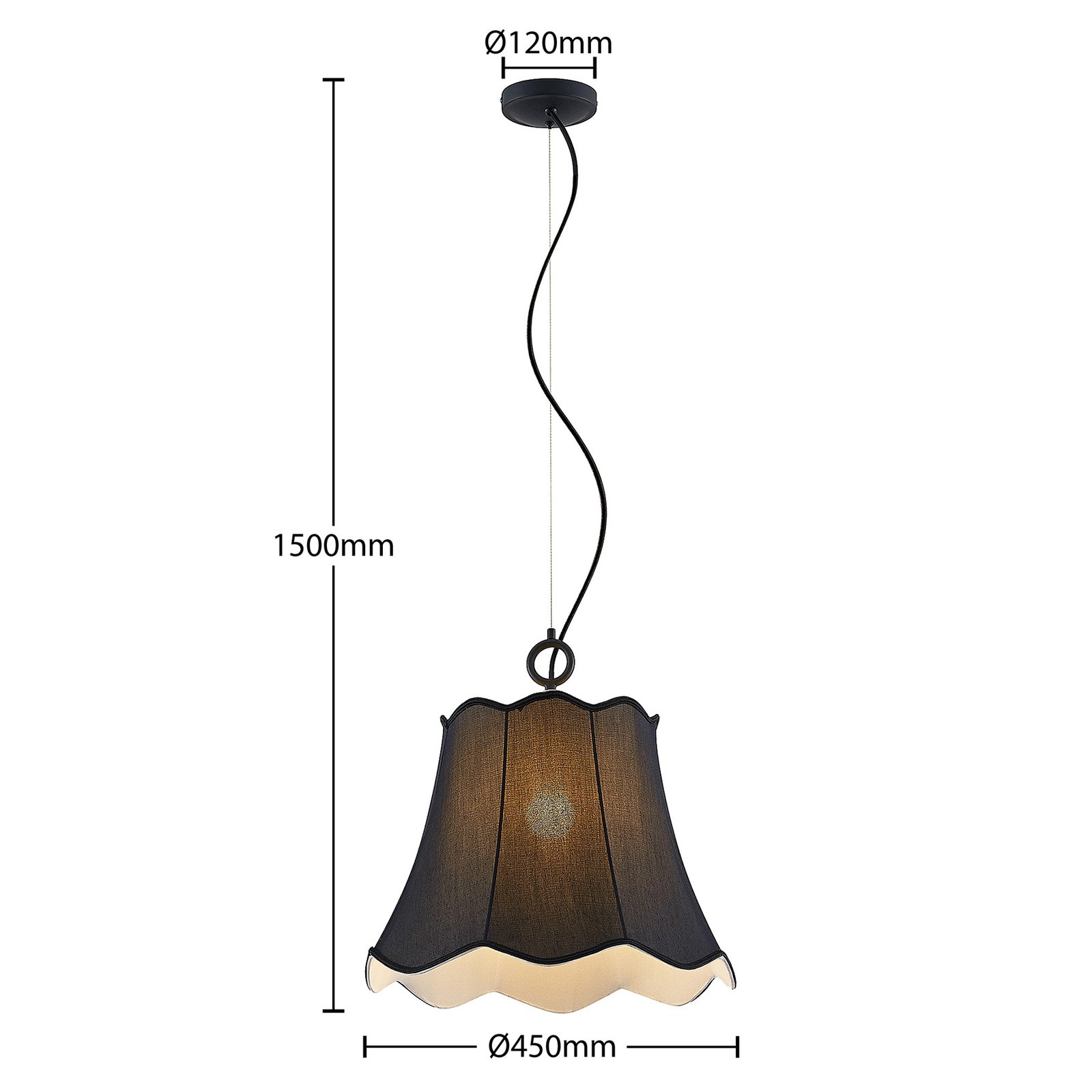 Lucande Binta függő lámpa, egy izzós, fekete