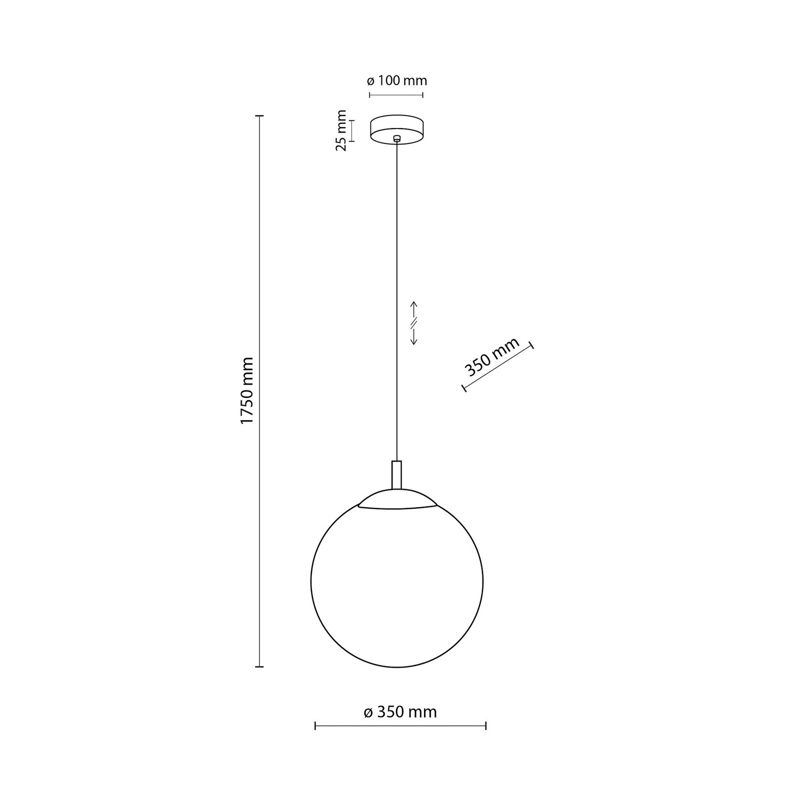 TK Lighting Lampă suspendată Esme sticlă opalină un singur bec Ø 35 cm - Camera de zi / sufragerie - modern - alb opal negru
