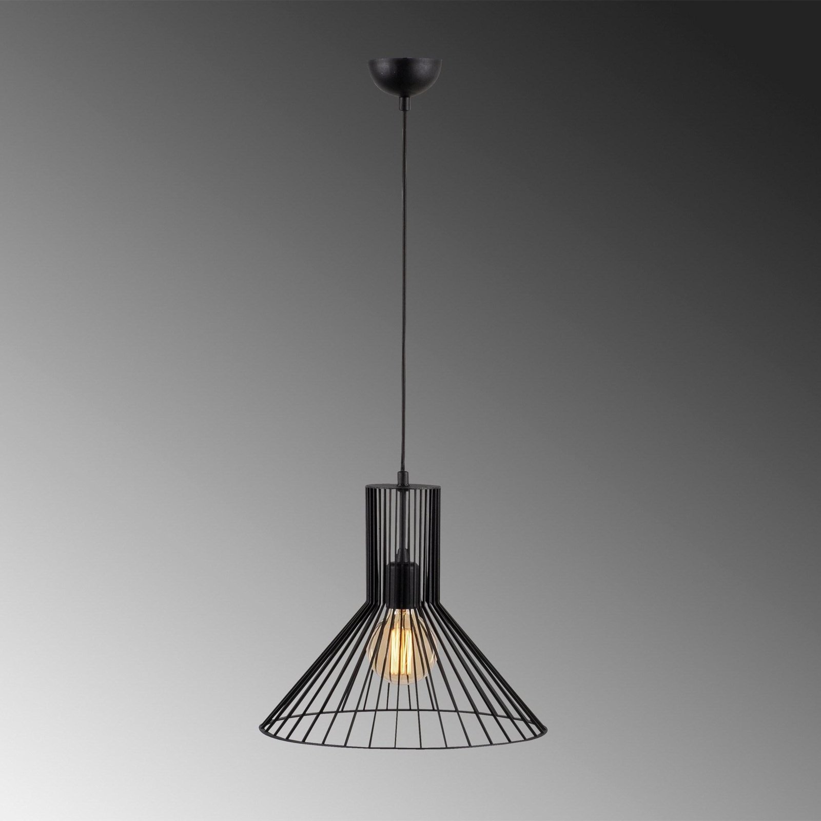 Fellini MR-757 pendant light, black, metal, Ø 38 cm