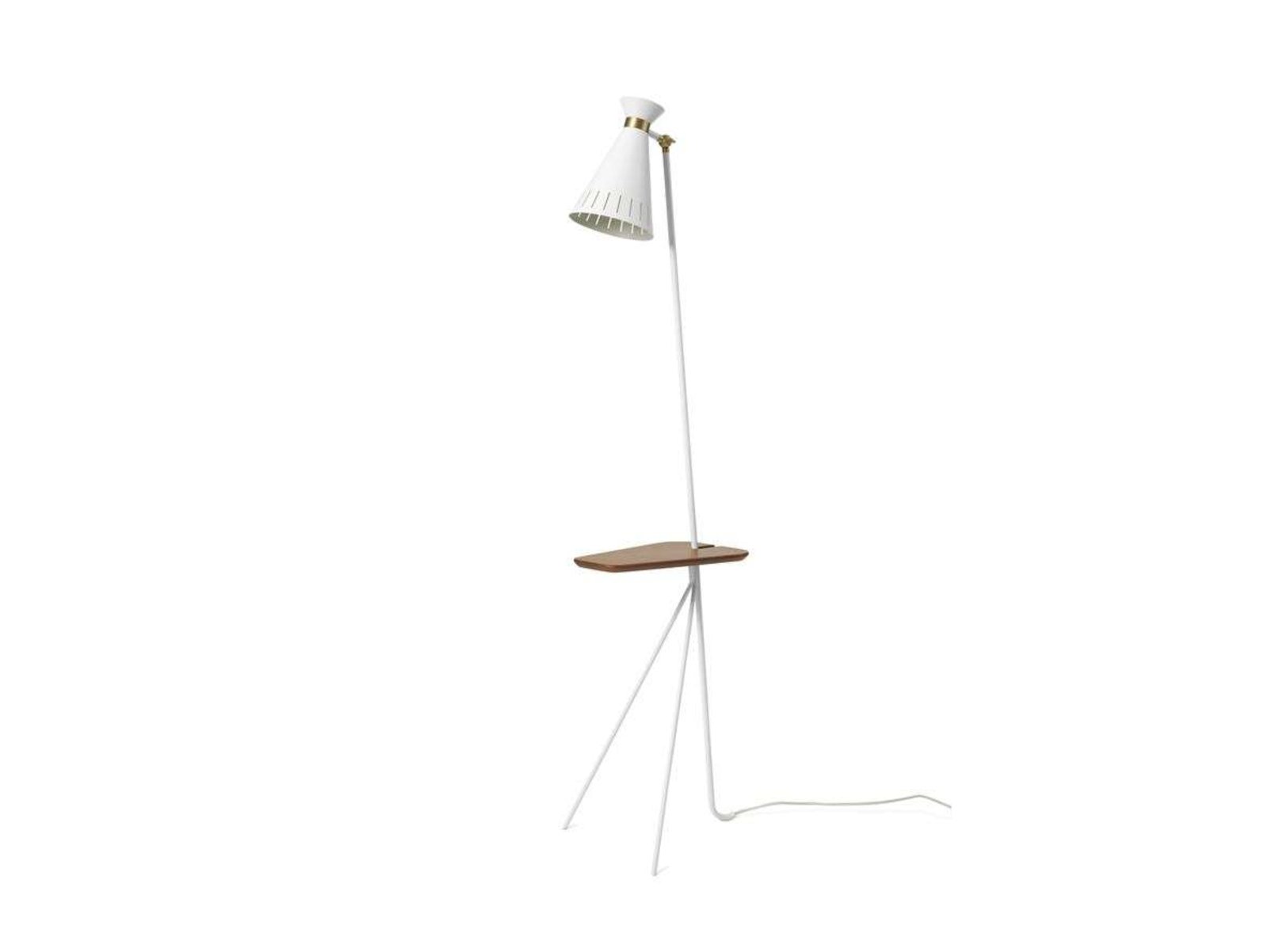 Cone Lampadar w/Masă Clear White/Teak - Warm Nordic