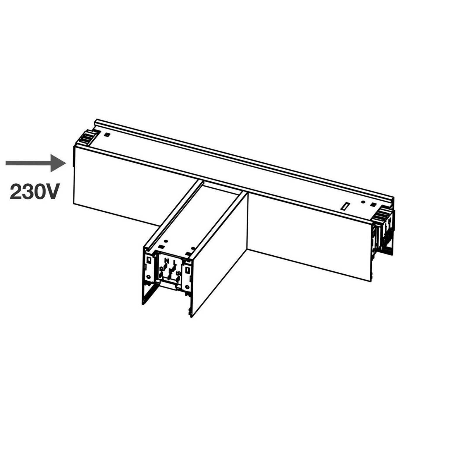 SLC LED Τ-γωνία κομμάτι Click, AC, σύνδεση δεξιά, μαύρο