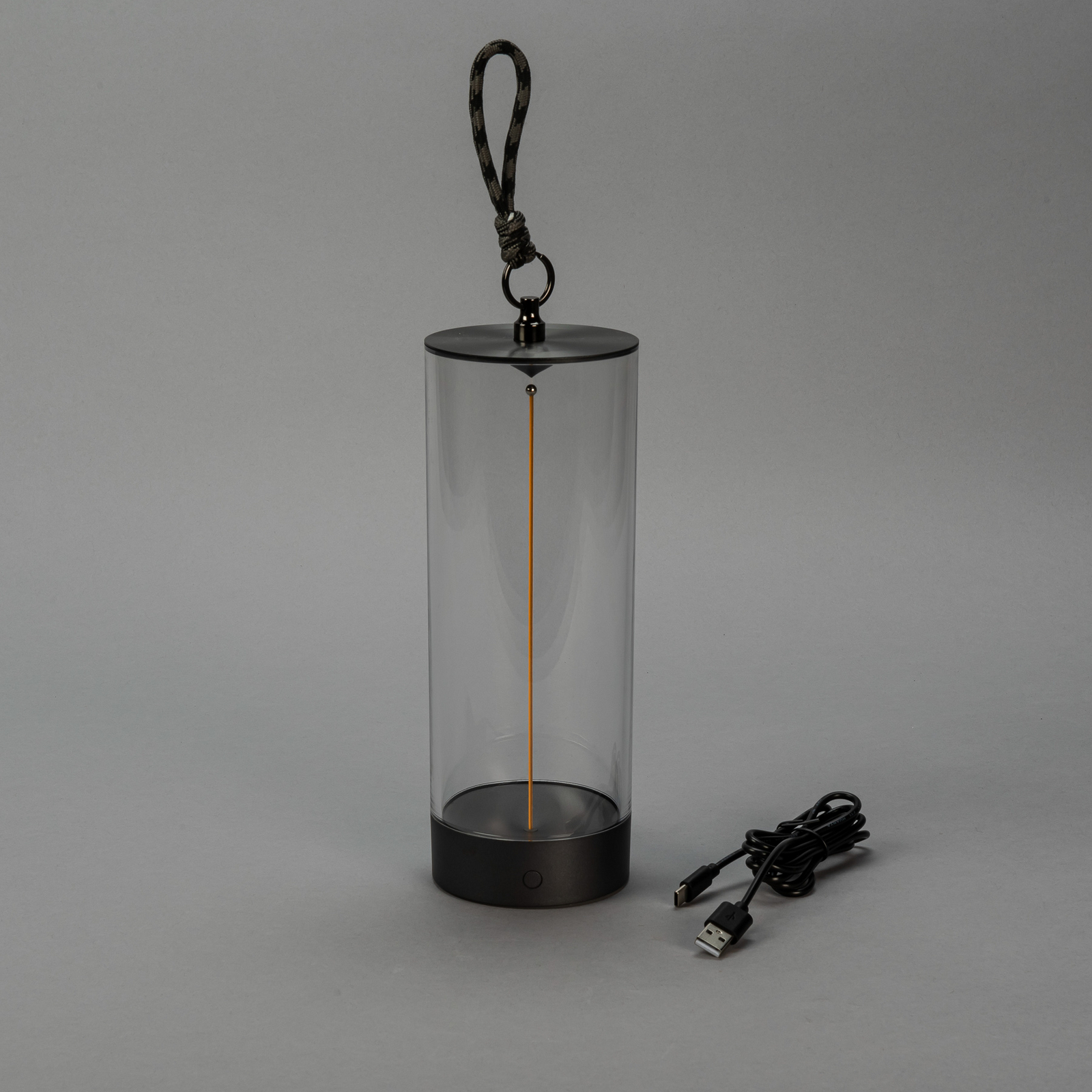 LED tafellamp Edison, hoogte 24 cm, grijs/helder, IP54 LED tafellamp Edison, hoogte 24 cm, grijs/helder, IP54