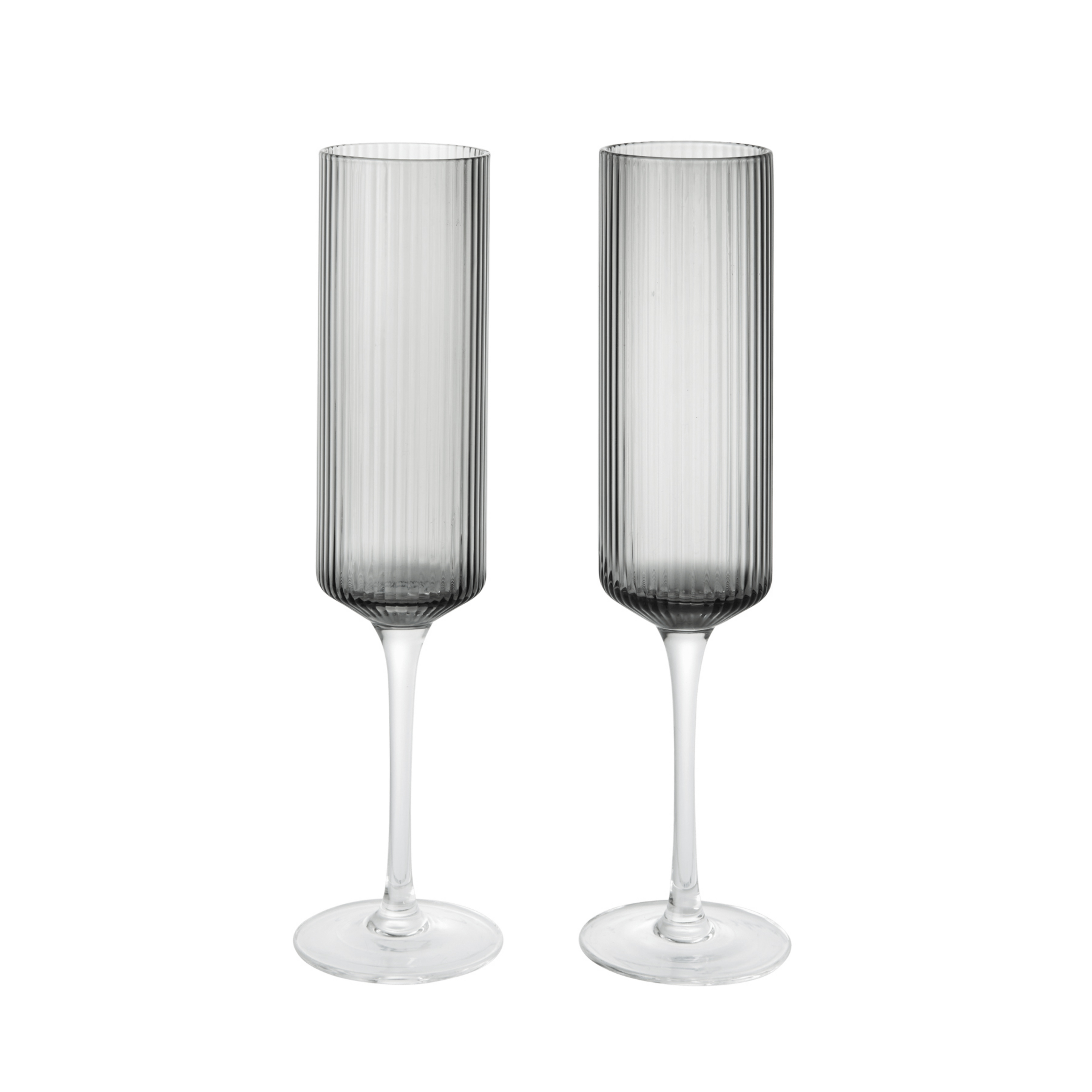 Ripple champagneglas, grå, sæt med 2 stk. - ferm LIVING