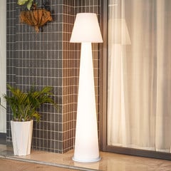 Lucande Lámpara LED para terraza con batería Gauri, blanca, 153 cm, IP44
