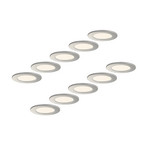 Prios LED recessed light Cadance, silver, 12 cm, set of 10, CCT