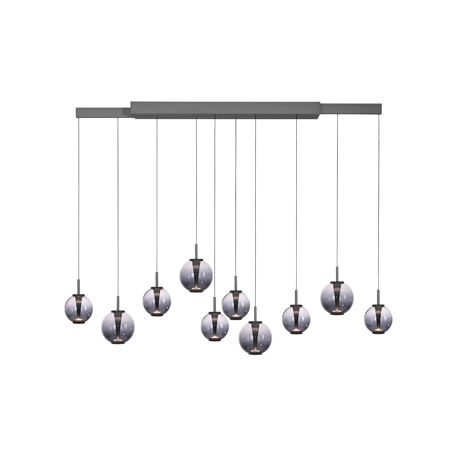 PURE LED-Pendellampe E-Infinity grau/rauchgrau 198 cm,10-flg