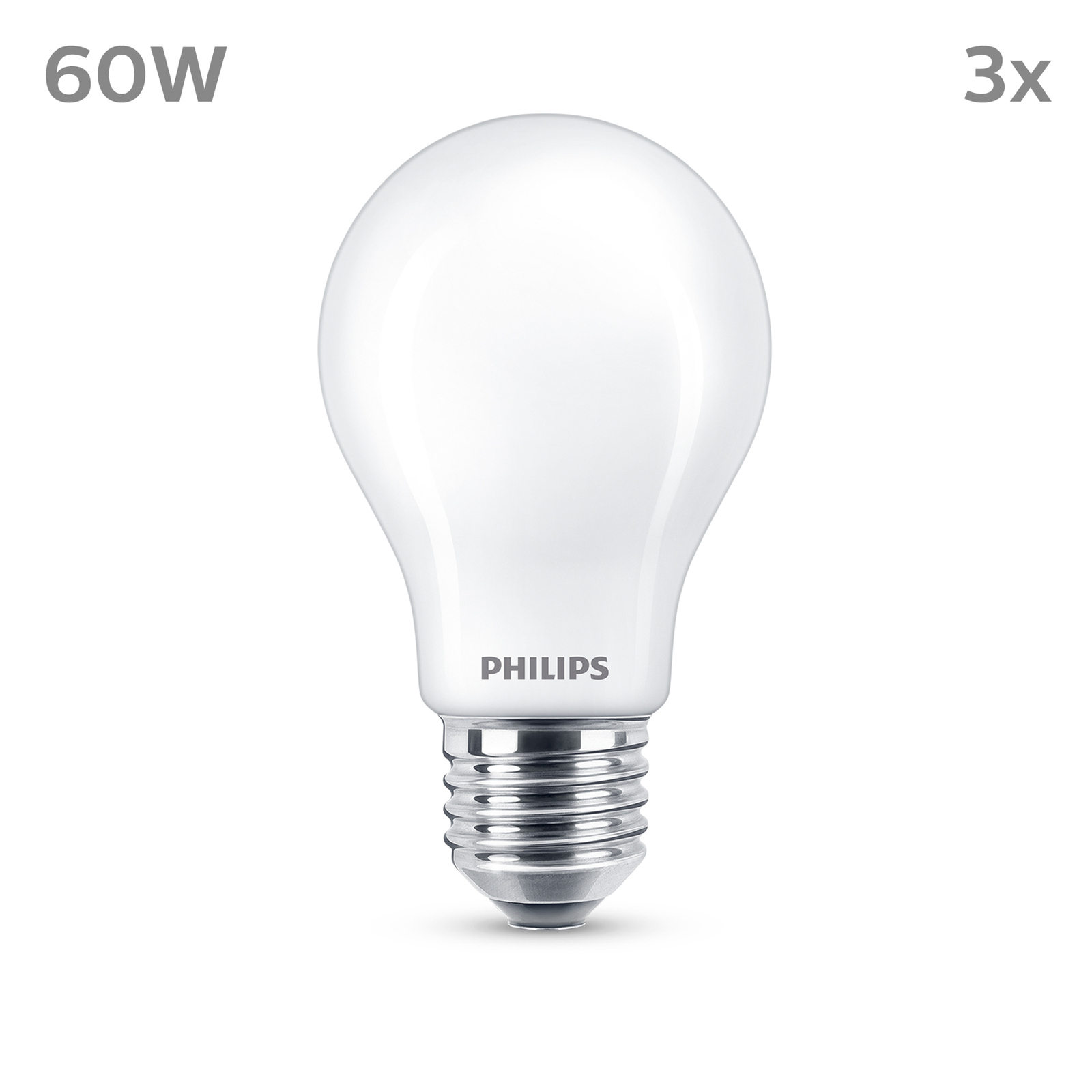 Philips LED-pære E27, 7W 806lm 2 700 K matt 3stk