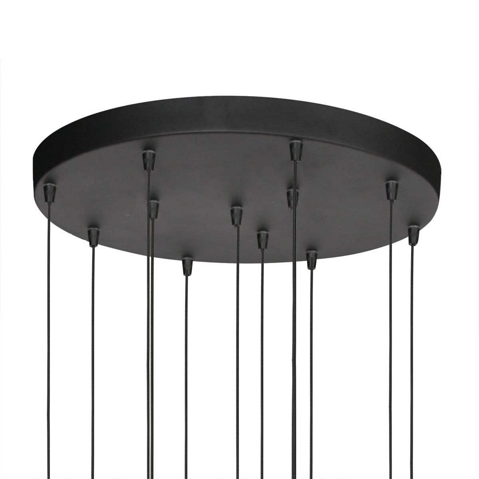 LED pendant light Bollique, 12-bulb. Round, black, glass