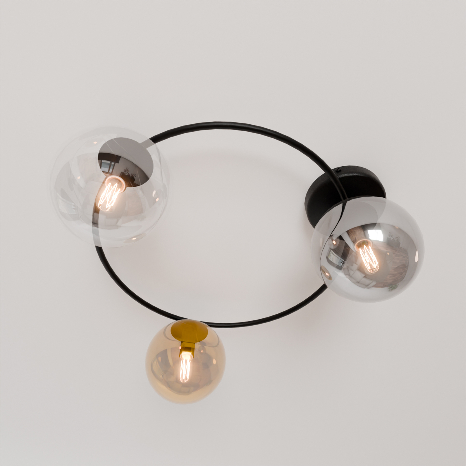 Plafondlamp Ascella, 3-lamps, zwart/bont