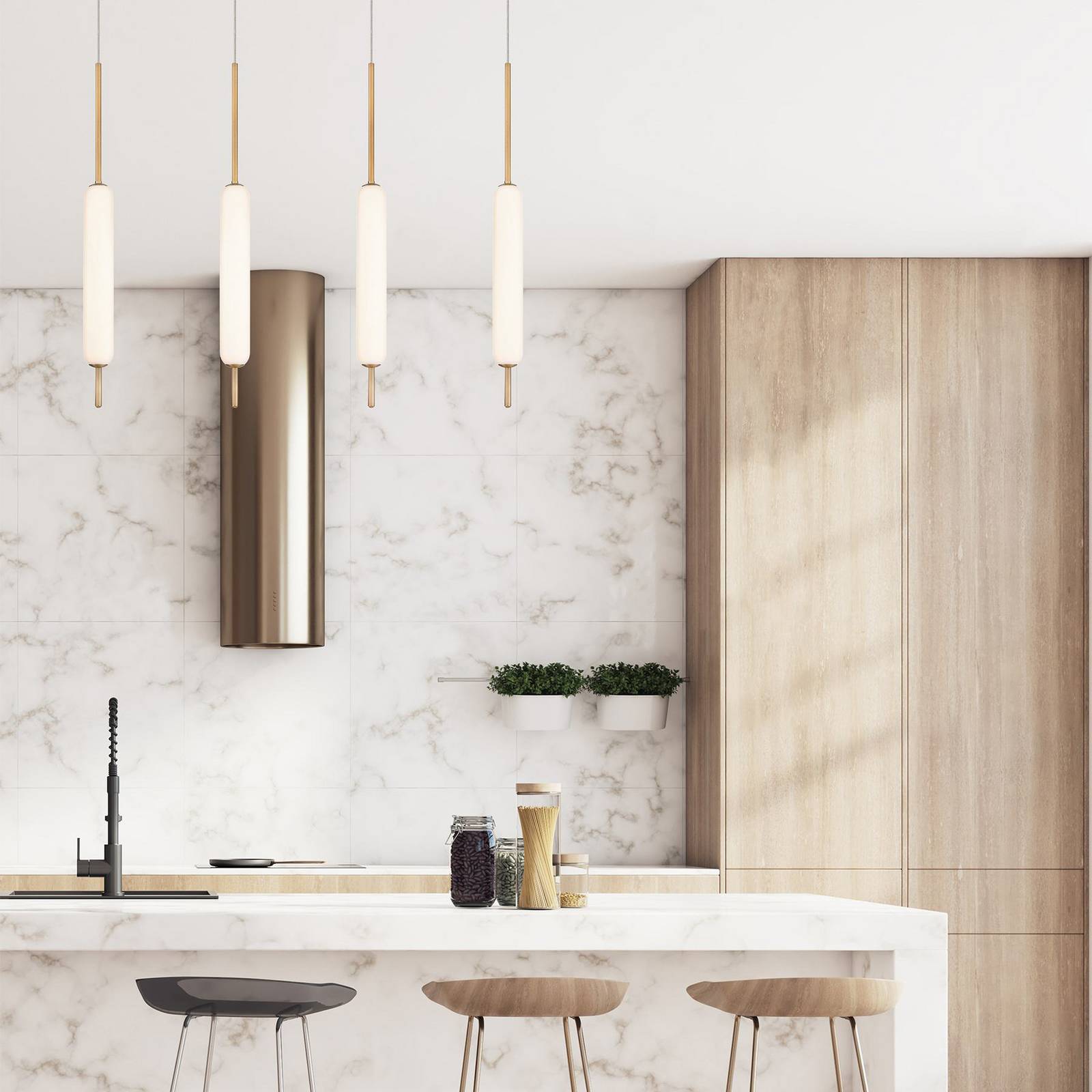 LED-Hängeleuchte CUMBERLAND, gold, Ø 13 cm, Metall/Glas günstig online kaufen