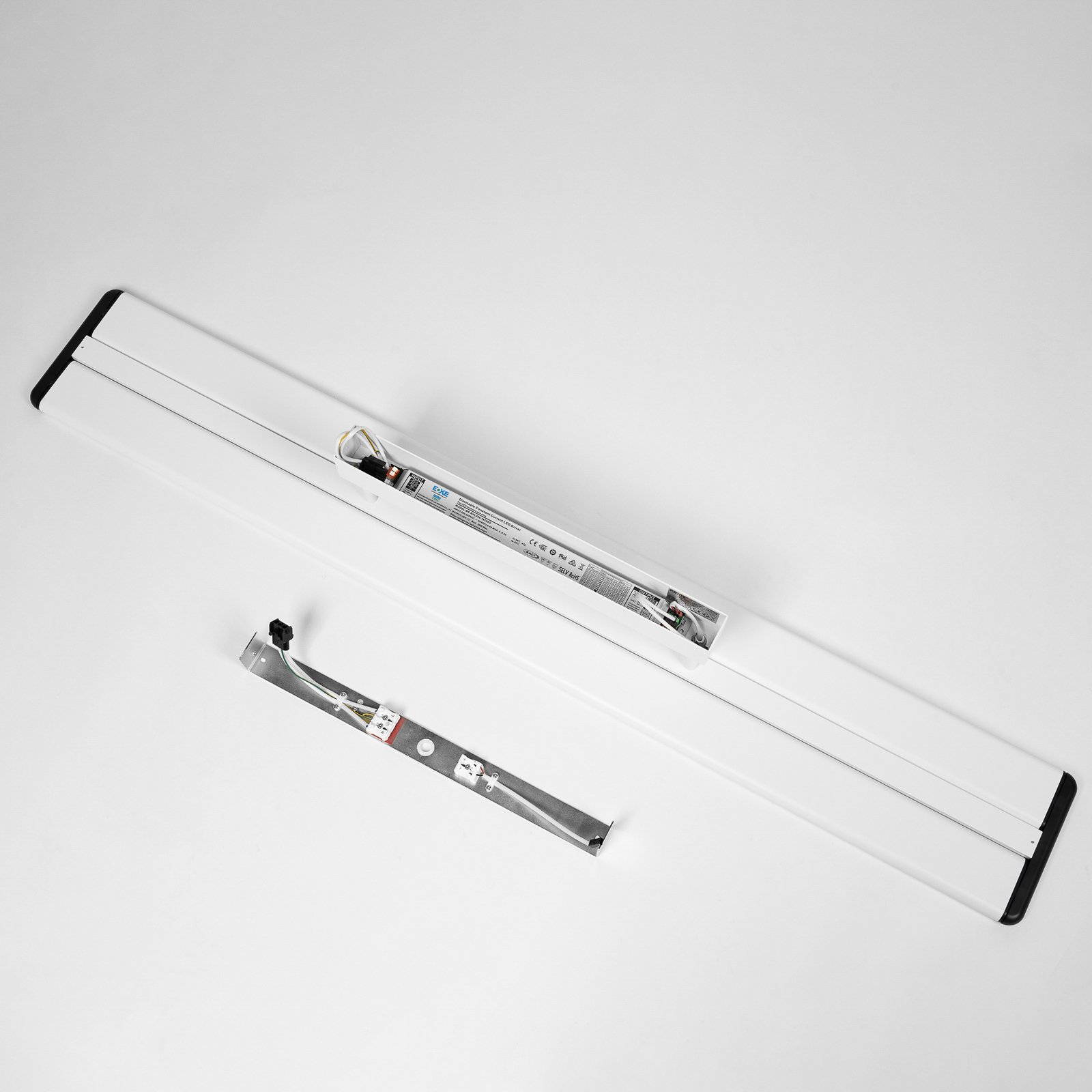 Prios Yuela LED-Deckenlampe, DALI, 120 cm, silber