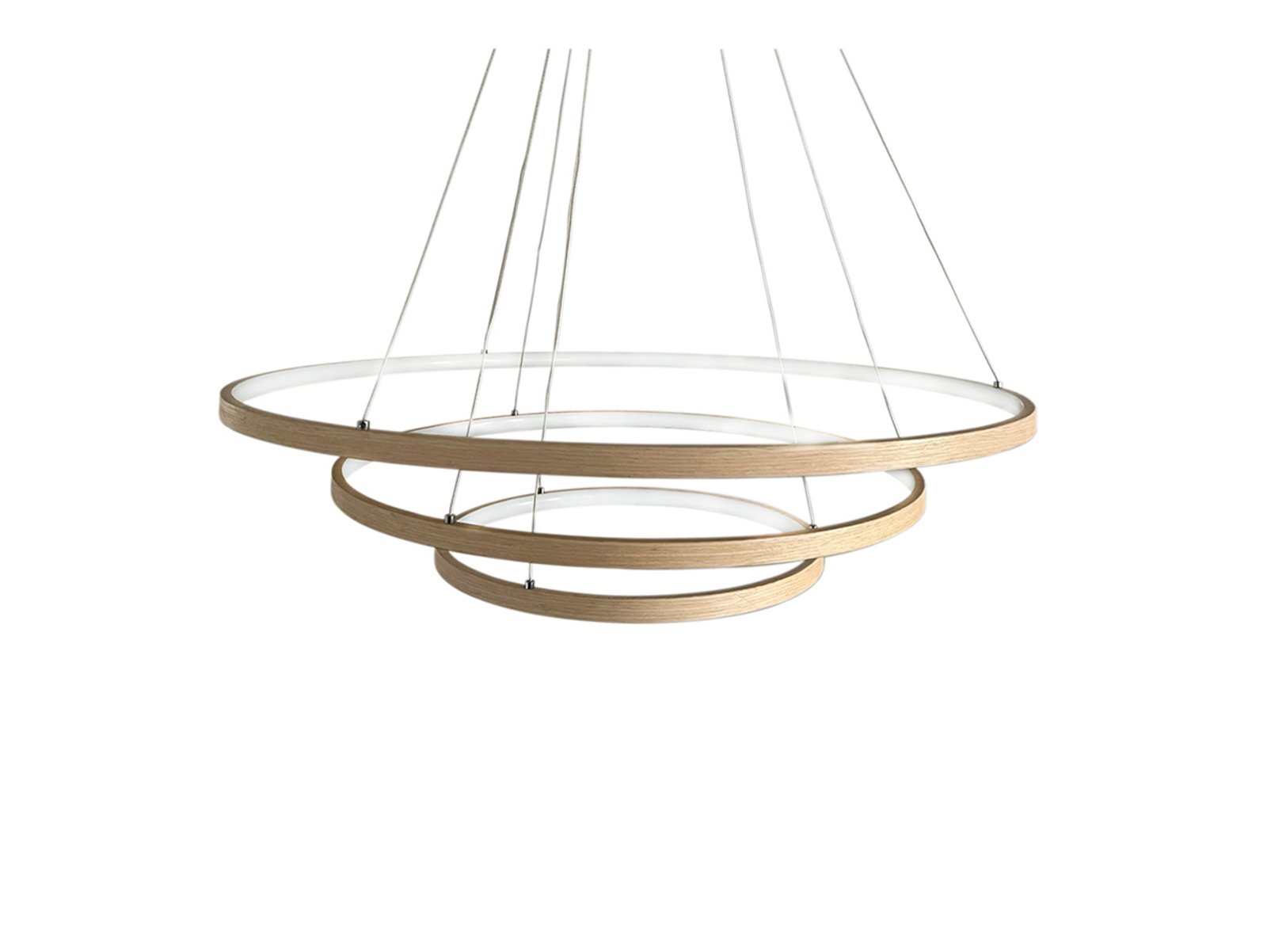 Candeeiro suspenso LED Trione da By Rydens, natural, Ø 80 cm, madeira