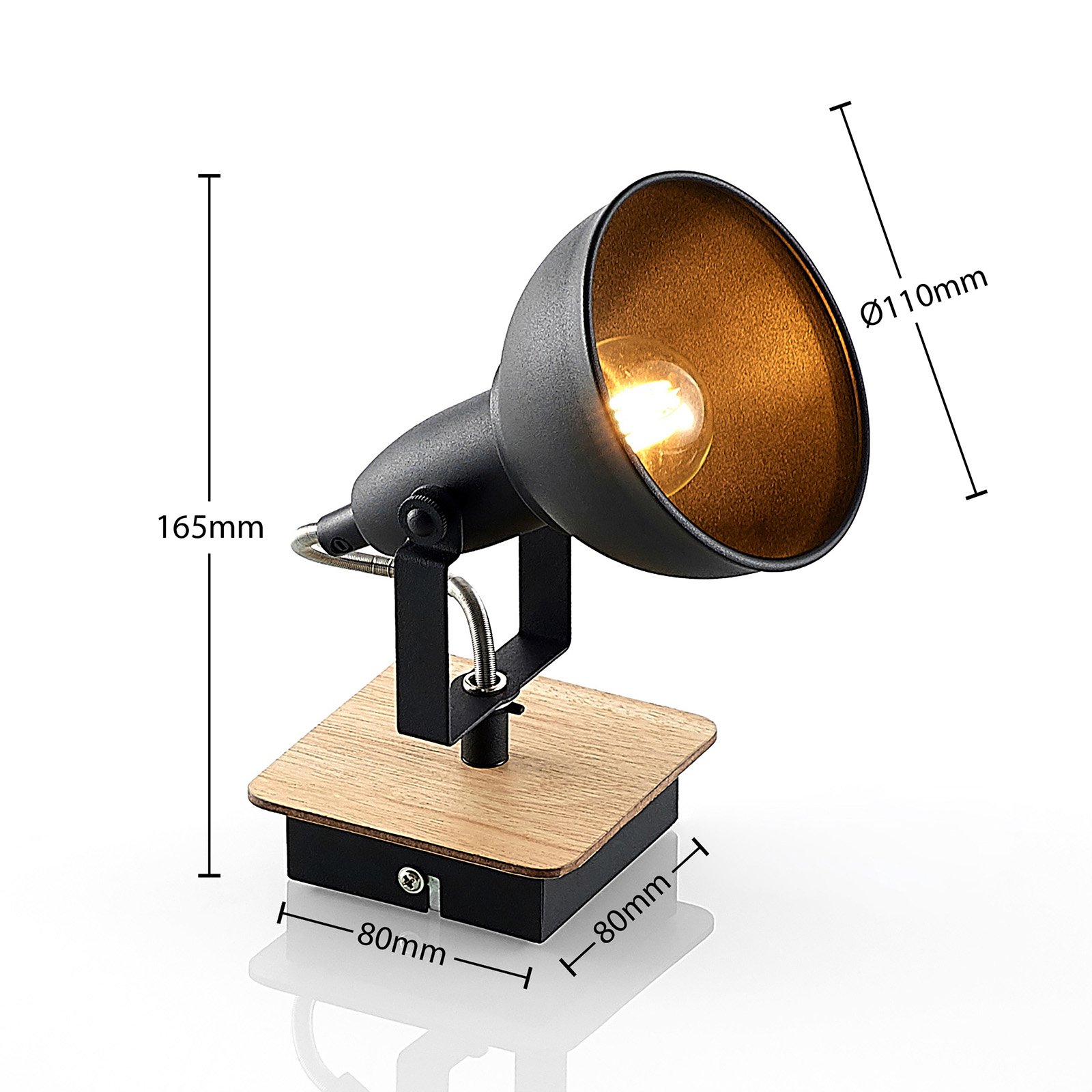Aylis Applique Murale Black/Wood - Lindby