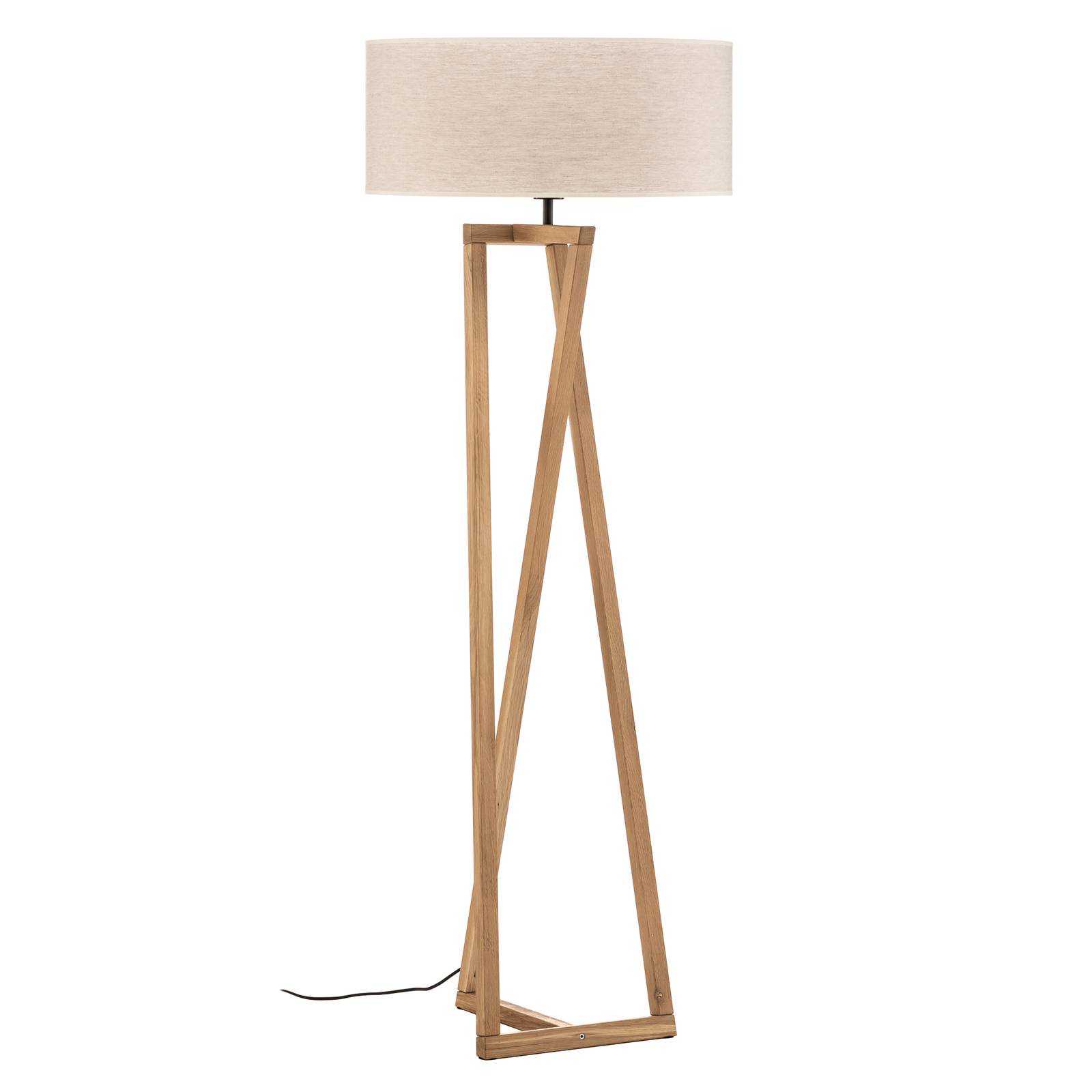 Lampadaire Canvas chêne abat-jour tissu beige