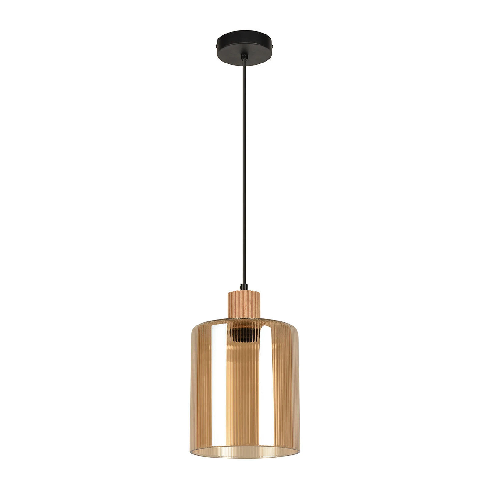 Giovanni hanging light, amber/natural, Ø 18 cm, glass