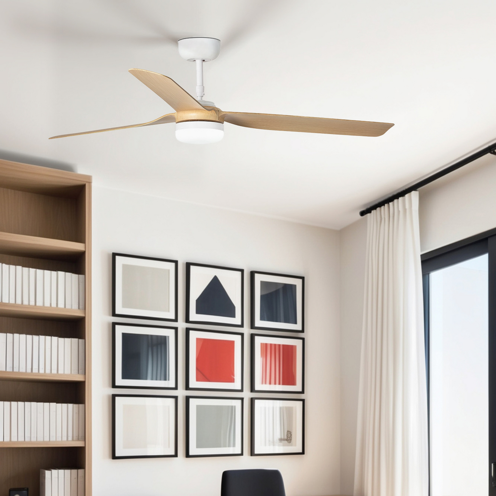 LED-Deckenventilator Punt M weiß/holz DC leise Ø 130 cm CCT LED-Deckenventilator Punt M weiß/holz DC leise Ø 130 cm CCT
