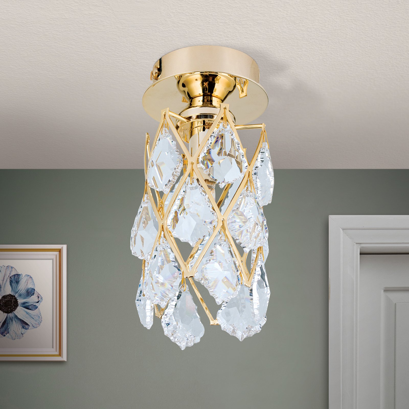 Forgyldt CHARLENE krystal-loftlampe