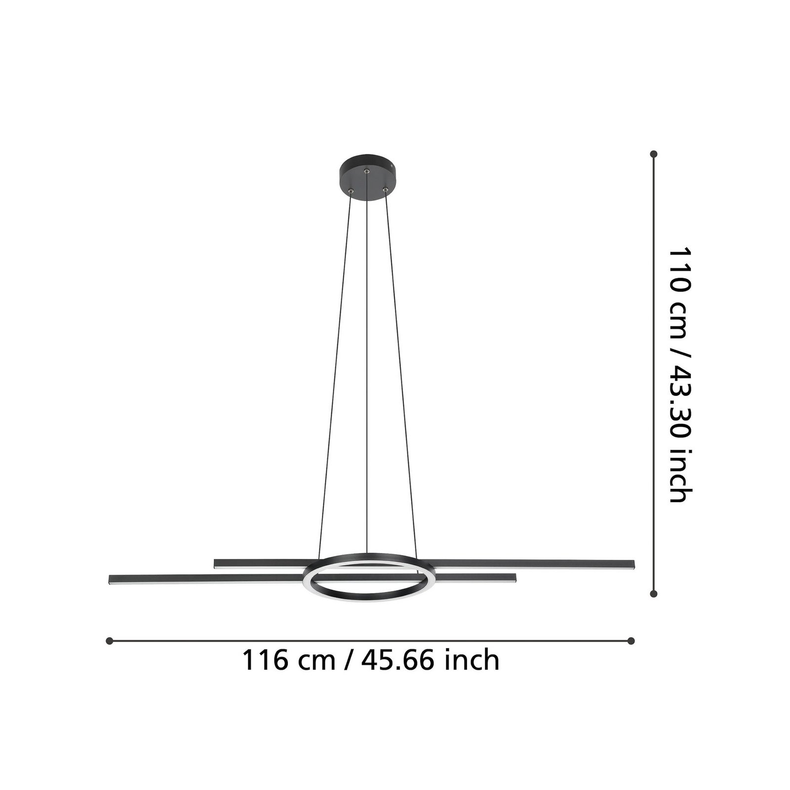 LED pakabinamas šviestuvas Zillerio-Z juodas ZigBee CCT dim