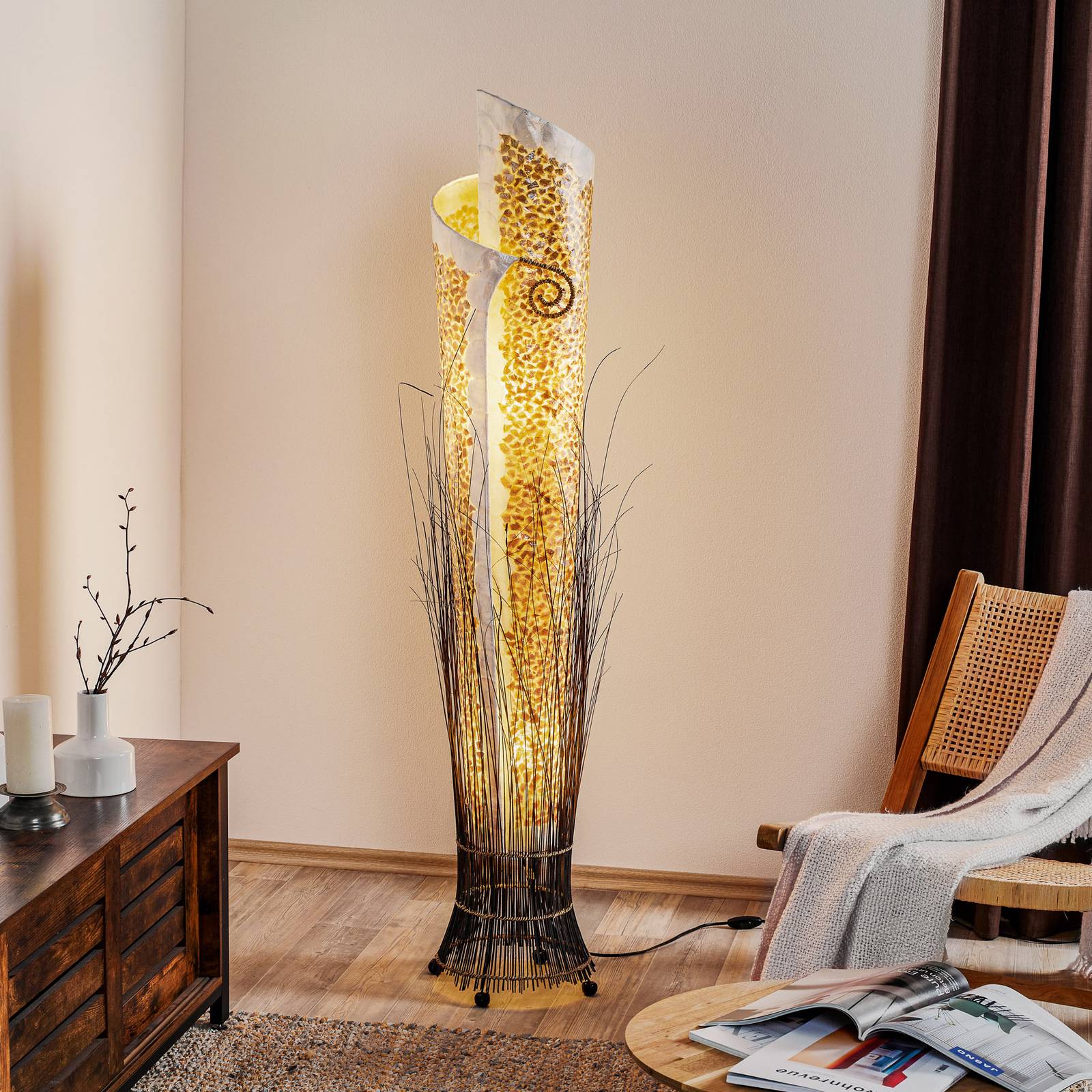 Woru Lampe sur pied exotique YUNI 150 cm