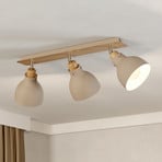 Griestu gaismeklis Arrecife smilšu/koka izskats, trīs lampas