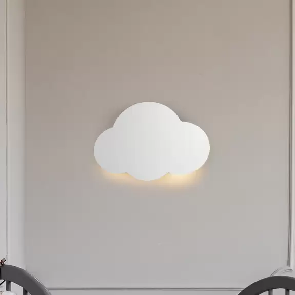 Lampenwelt Wandlampe Cloud, weiß, Stahl, indirektes Licht, 38 x 27 cm