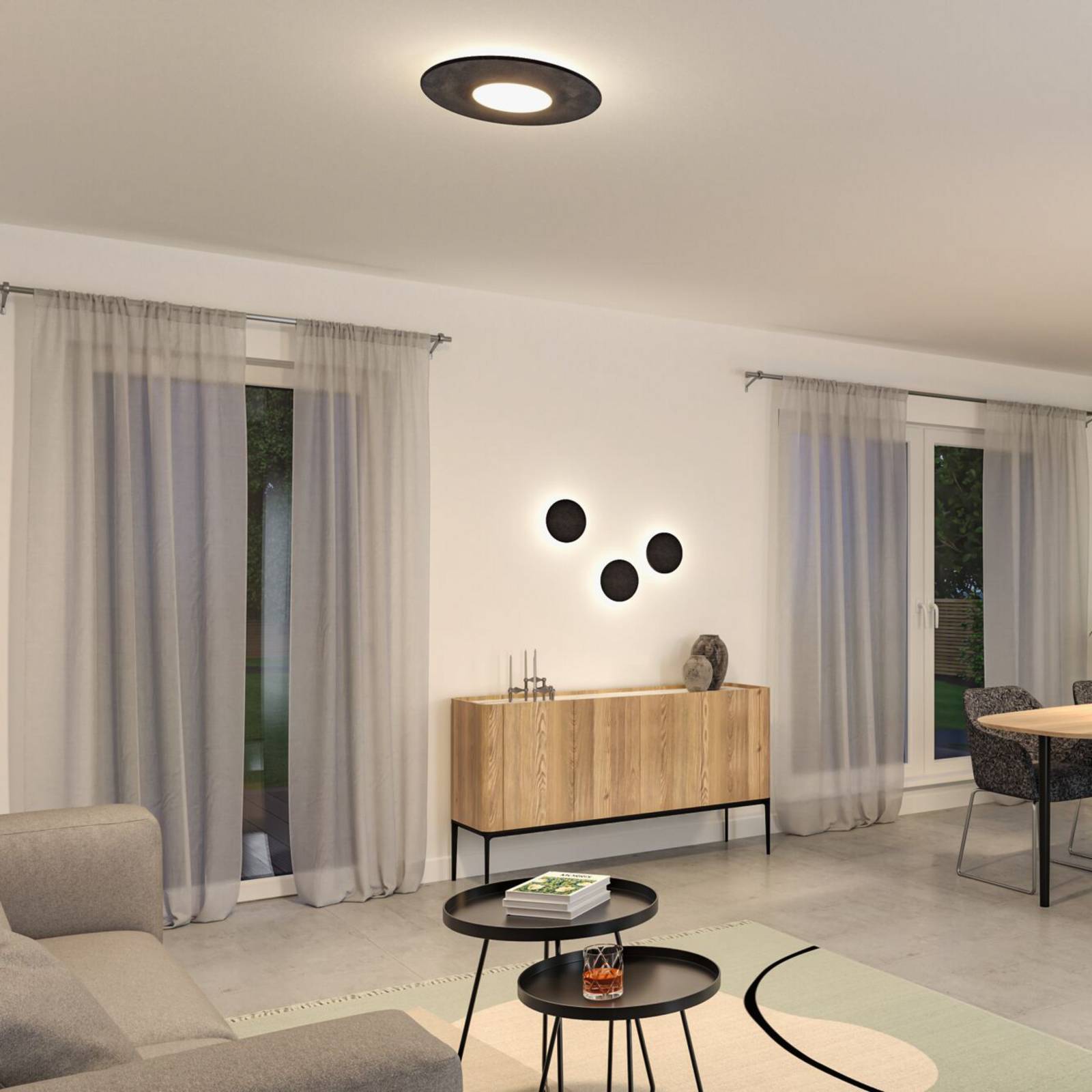 Paulmann Smart Lampa sufitowa LED Tulga, antracyt Ø 45 cm Filc