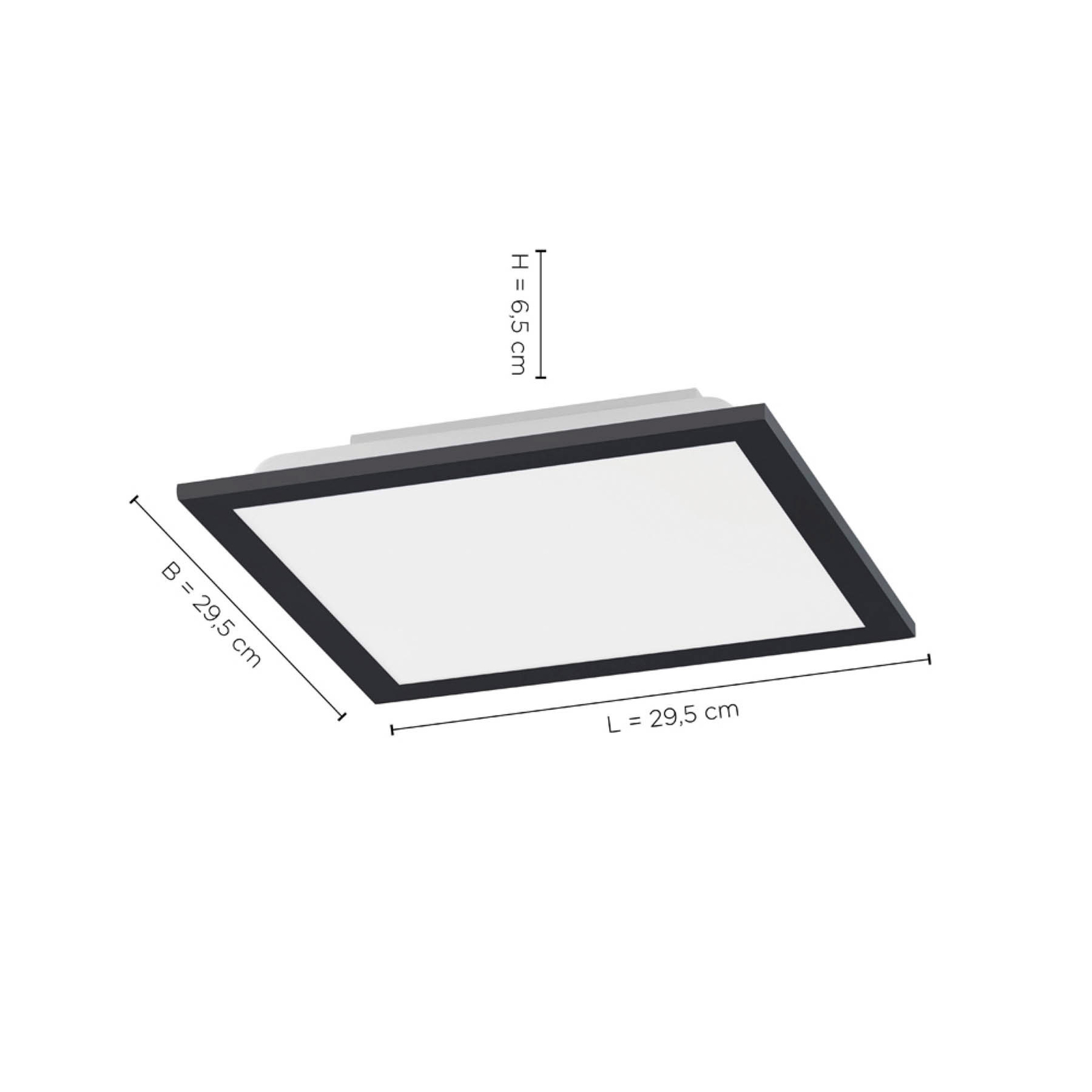 LED stropní světlo Flat, CCT, černá, 29 x 29 cm