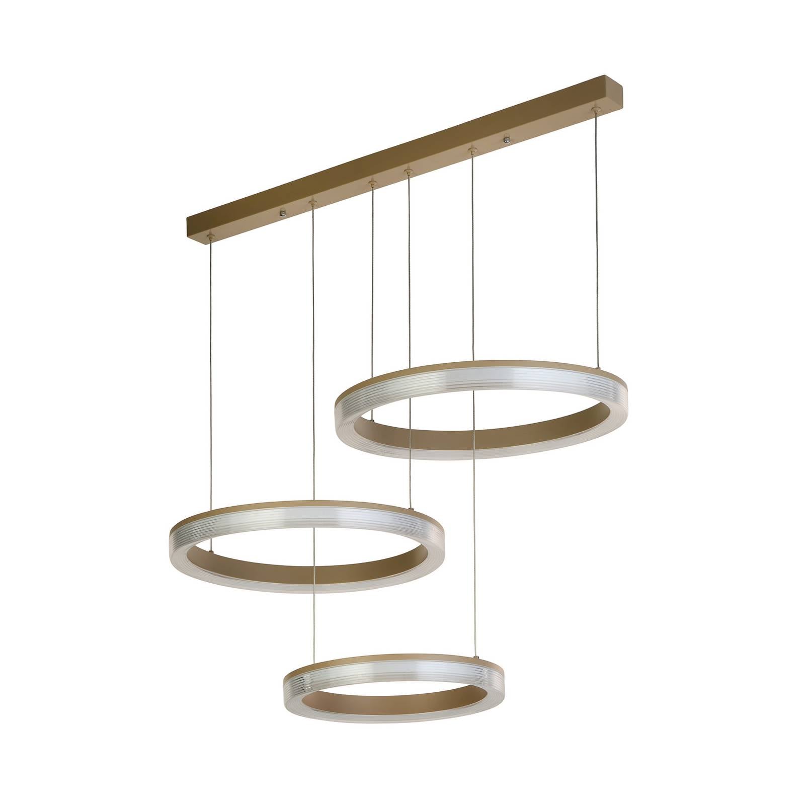 LED-Hängeleuchte Lumen Rings 3-fl. sand, CCT, Eisen, dimmbar