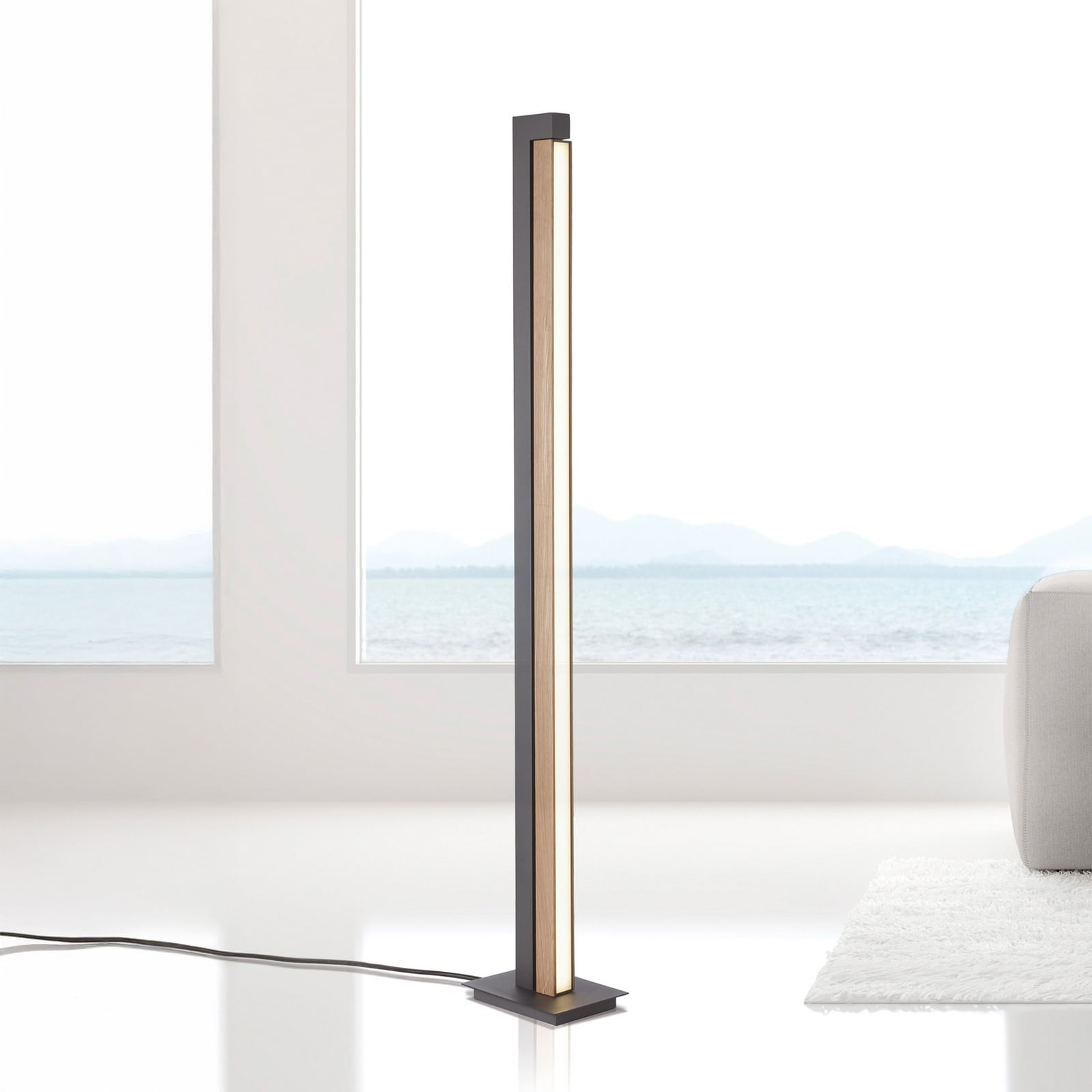 Lampe sur pied LED Lines Floor, chêne/graphite, CCT, 140 cm - PURE Lampe sur pied LED Lines Floor, chêne/graphite, CCT, 140 cm - PURE