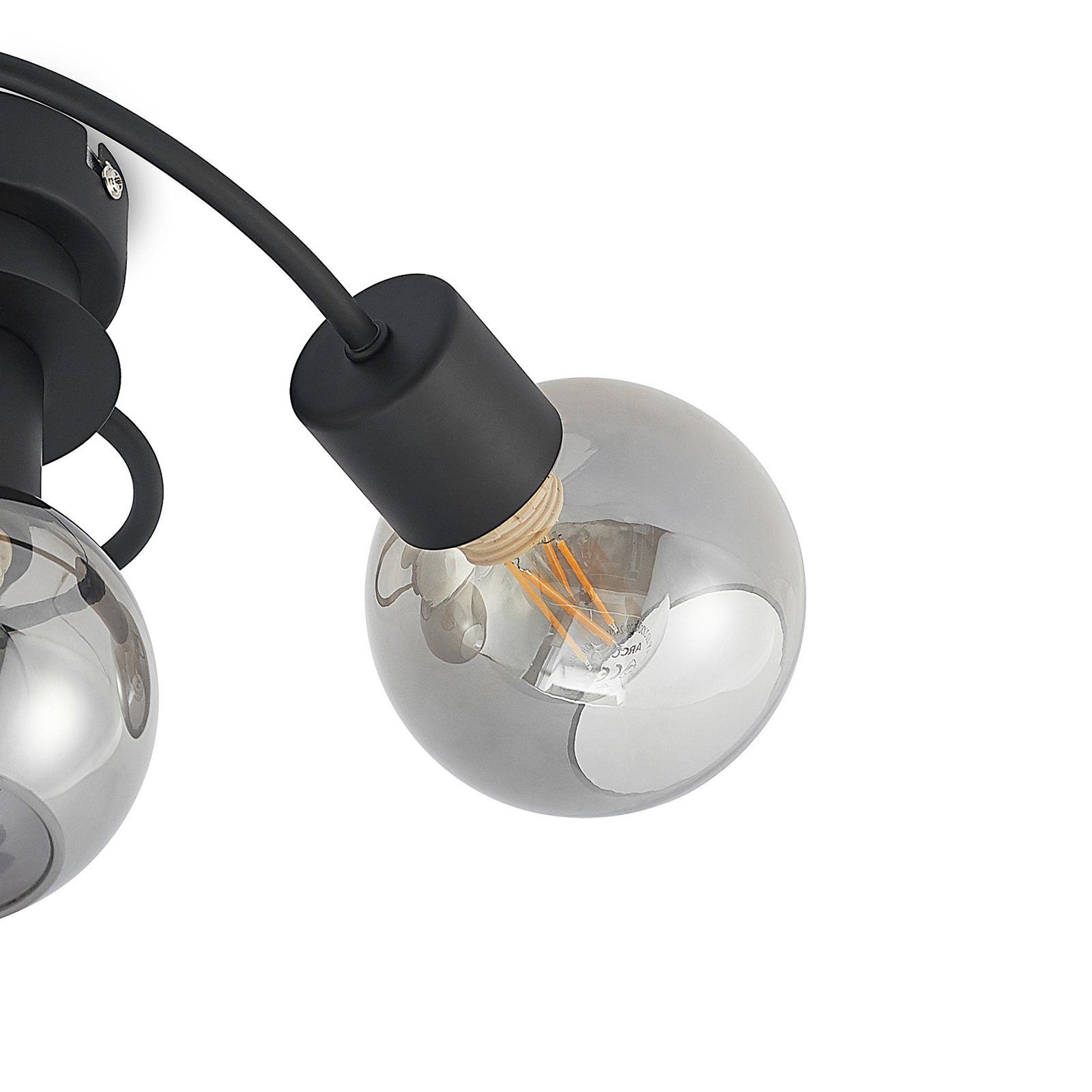 Lindby Ciala LED-loftlampe, 3 lyskilder, sort, røg