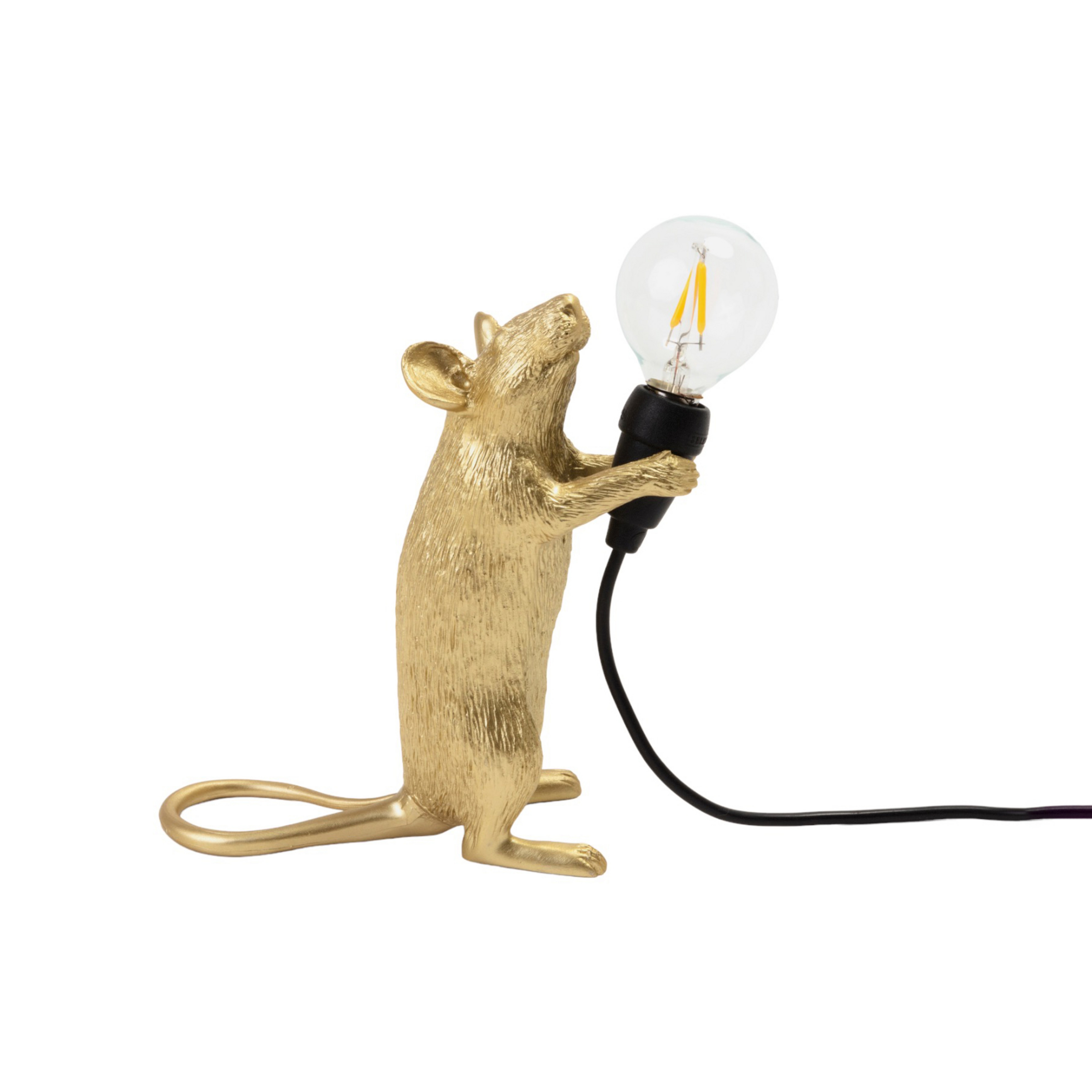 SELETTI Candeeiro de rato Lâmpada LED decorativa USB de pé dourado