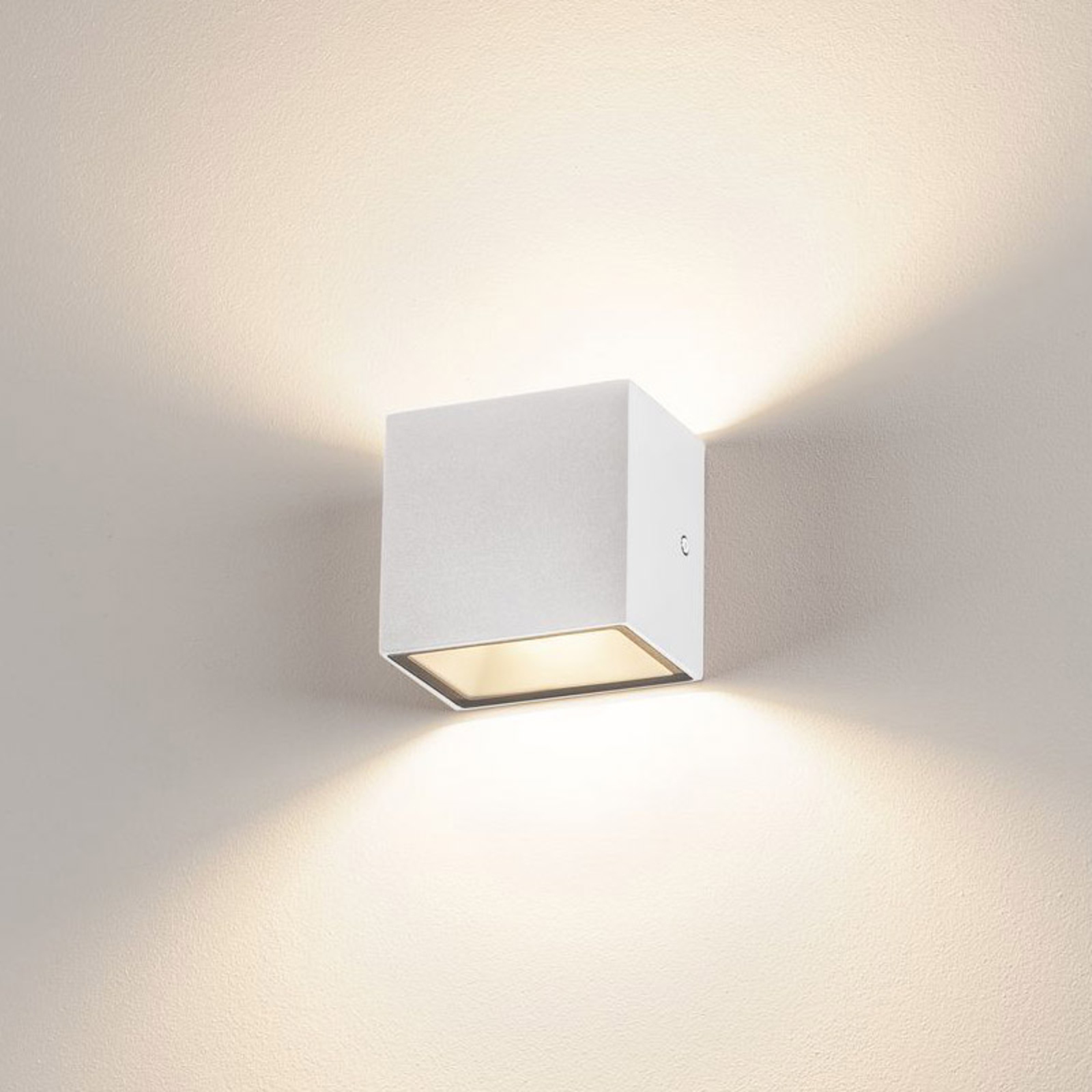 SLV Sitra Cube LED outdoor wall lamp, white