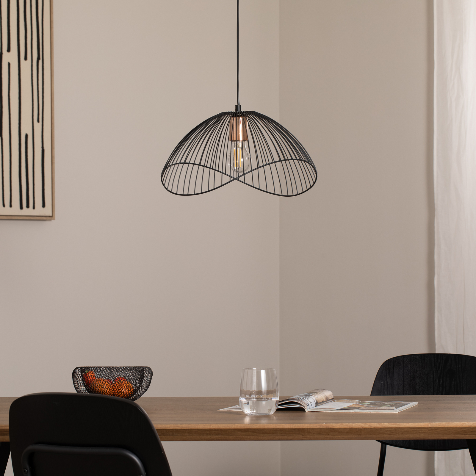 Hængelampe Telma, sort, Ø 38 cm, metal Hængelampe Telma, sort, Ø 38 cm, metal