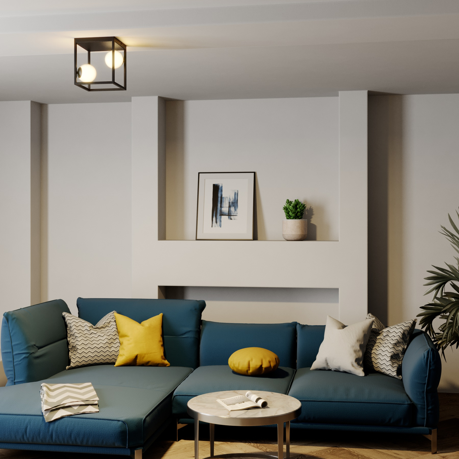 two ceiling lights in living room