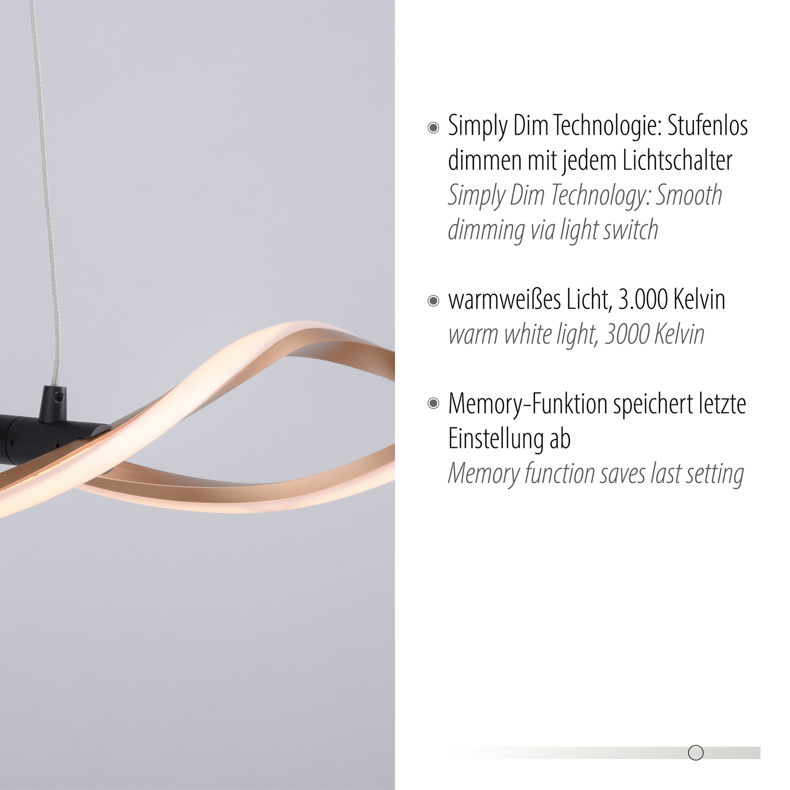 Paul Neuhaus Polina LED лампа за окачване, SimplyDim злато