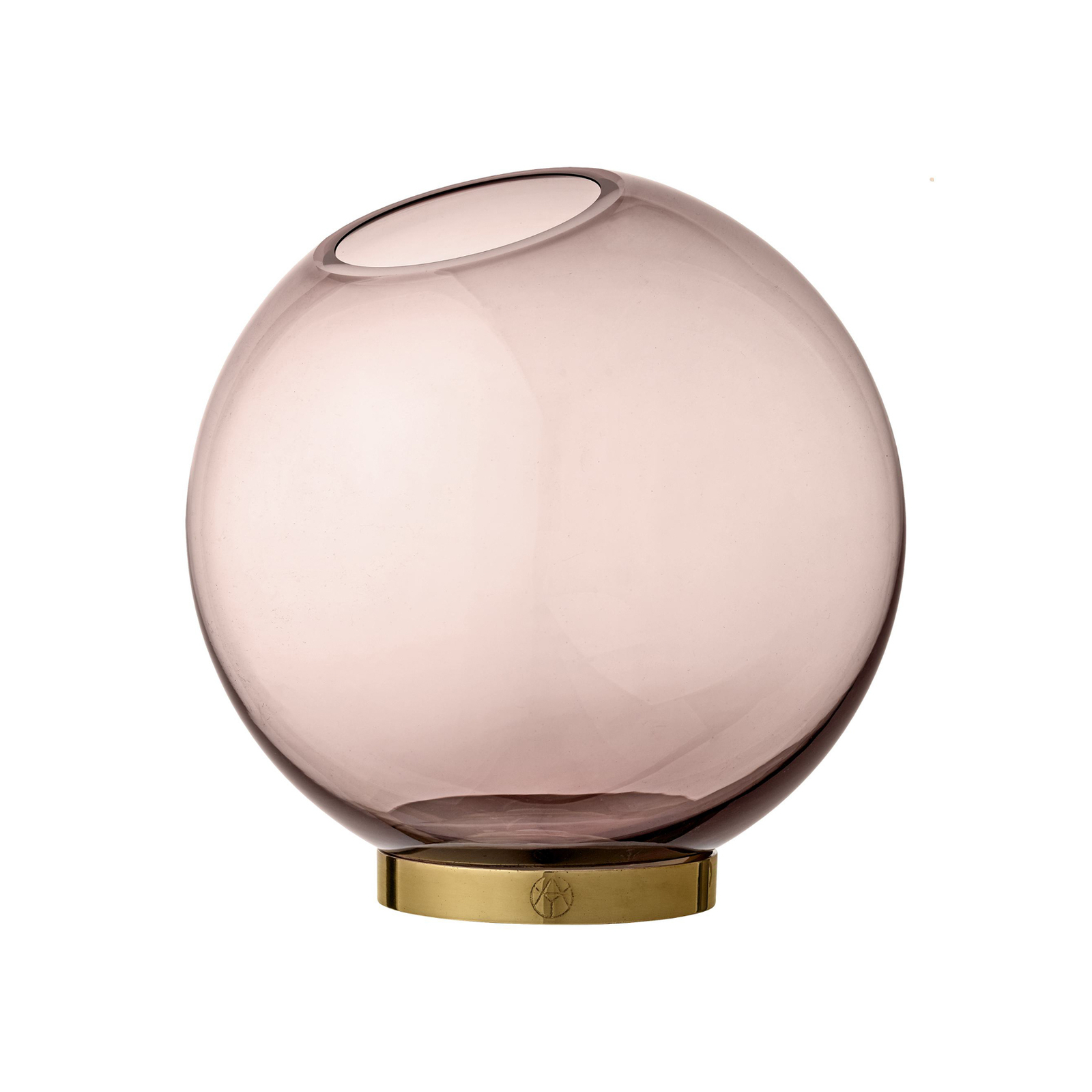 Jarrón AYTM Globe, Ø 17 cm, rosa / dorado, vidrio, acero inoxidable