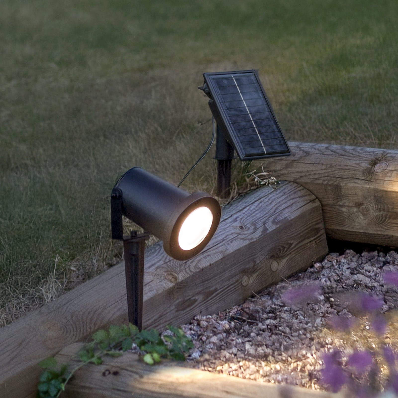 LED-zonne-spot Powerspot 10 cm 3000 K, 50 lm, zwart, grondpen