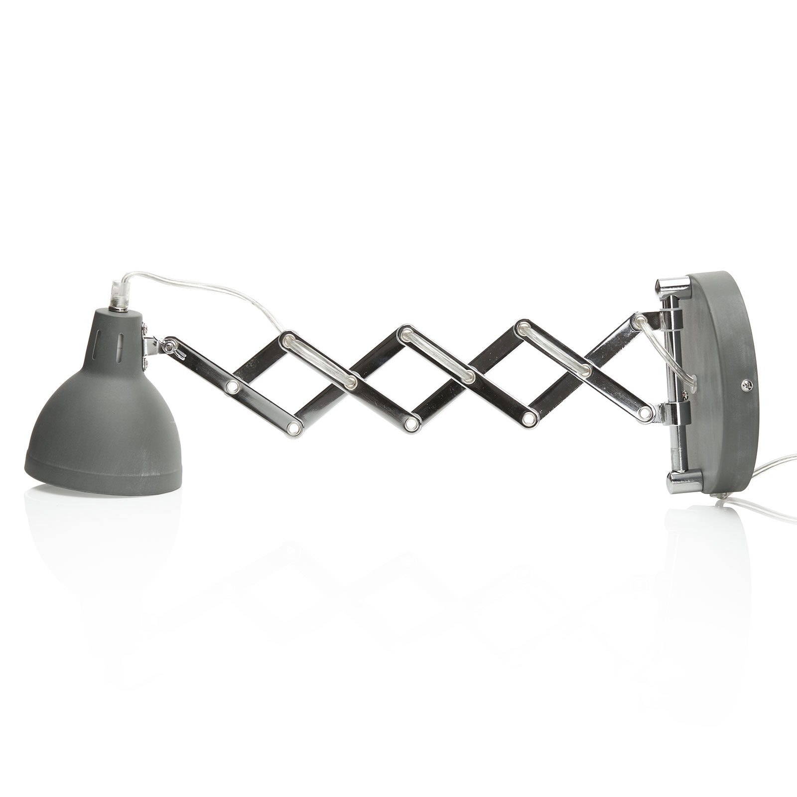 Wandlamp Scissor, betonkleurig, stekker, accordeon