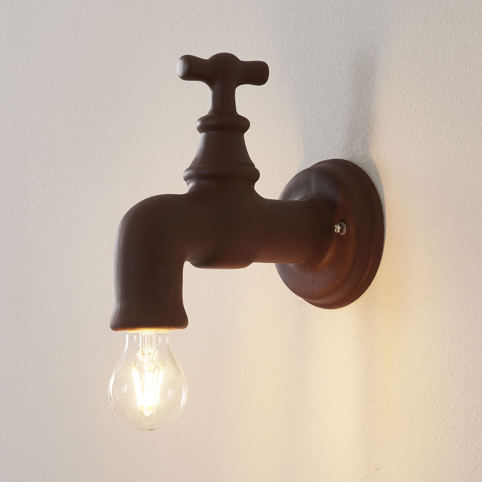 Eurokeramic A188 ceramic wall lamp, matt brown, for Living / Dining Room, ceramics, E27, 60 W, energy efficiency: A++, W: 11 cm, H: 22 cm