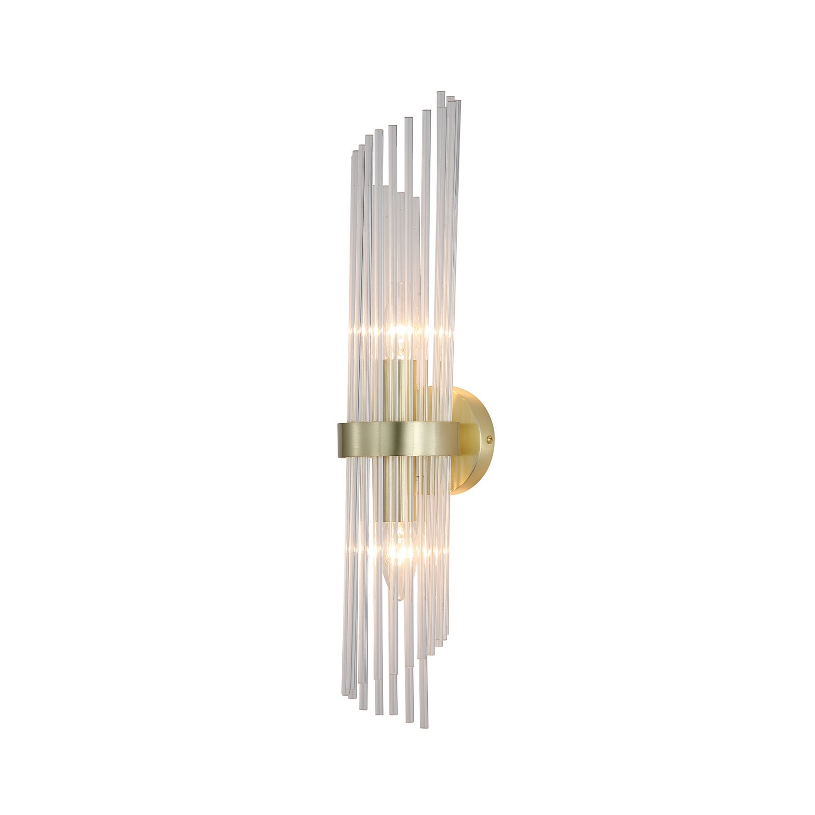Sienas lampa Lara, augstums 56 cm, zelta krāsā/caurspīdīga, stikls/metāls